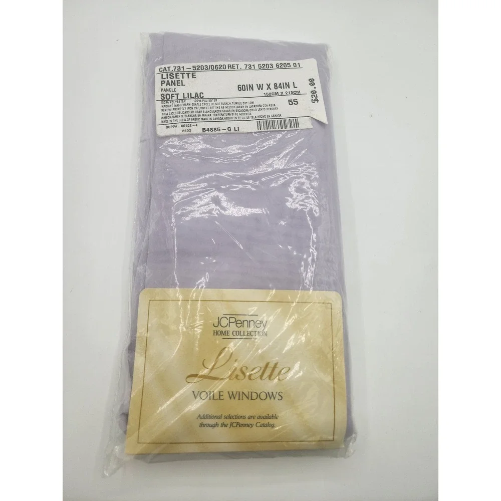 JCPenney Lisette Set of 4 Voile Sheer Window Curtain Panel Soft Lilac 60 x 84